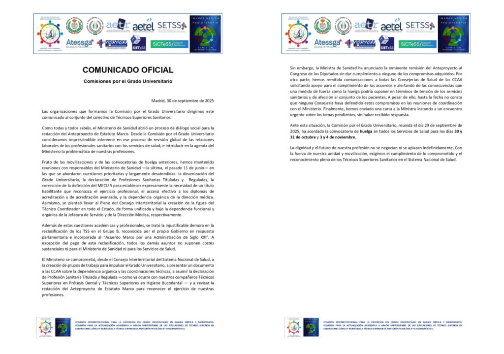 Lee más sobre el artículo COMUNICADO OFICIAL COMISIÓN POR EL GRADO UNIVERSITARIO: CONVOCATORIA DE HUELGA