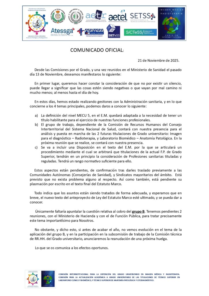 Lee más sobre el artículo COMUNICADO OFICIAL COMISIÓN POR EL GRADO