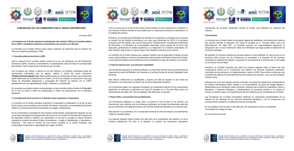 Lee más sobre el artículo COMUNICADO DE LAS COMISIONES POR EL GRADO UNIVERSITARIO